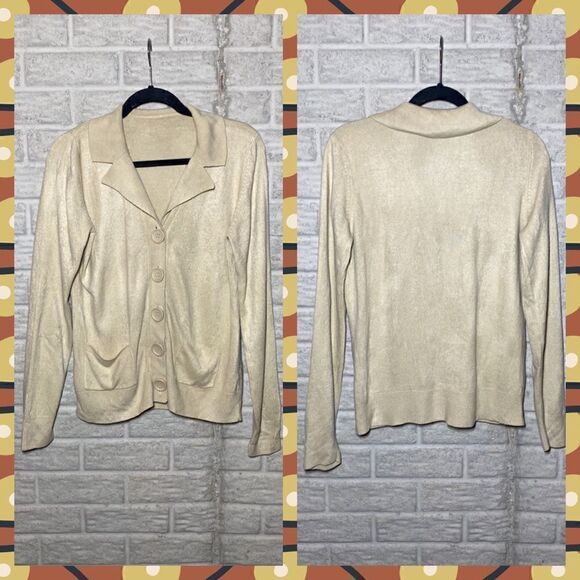 💙BHS Cream Button-up cardigan Women's Size 10 - Picture 1 of 10